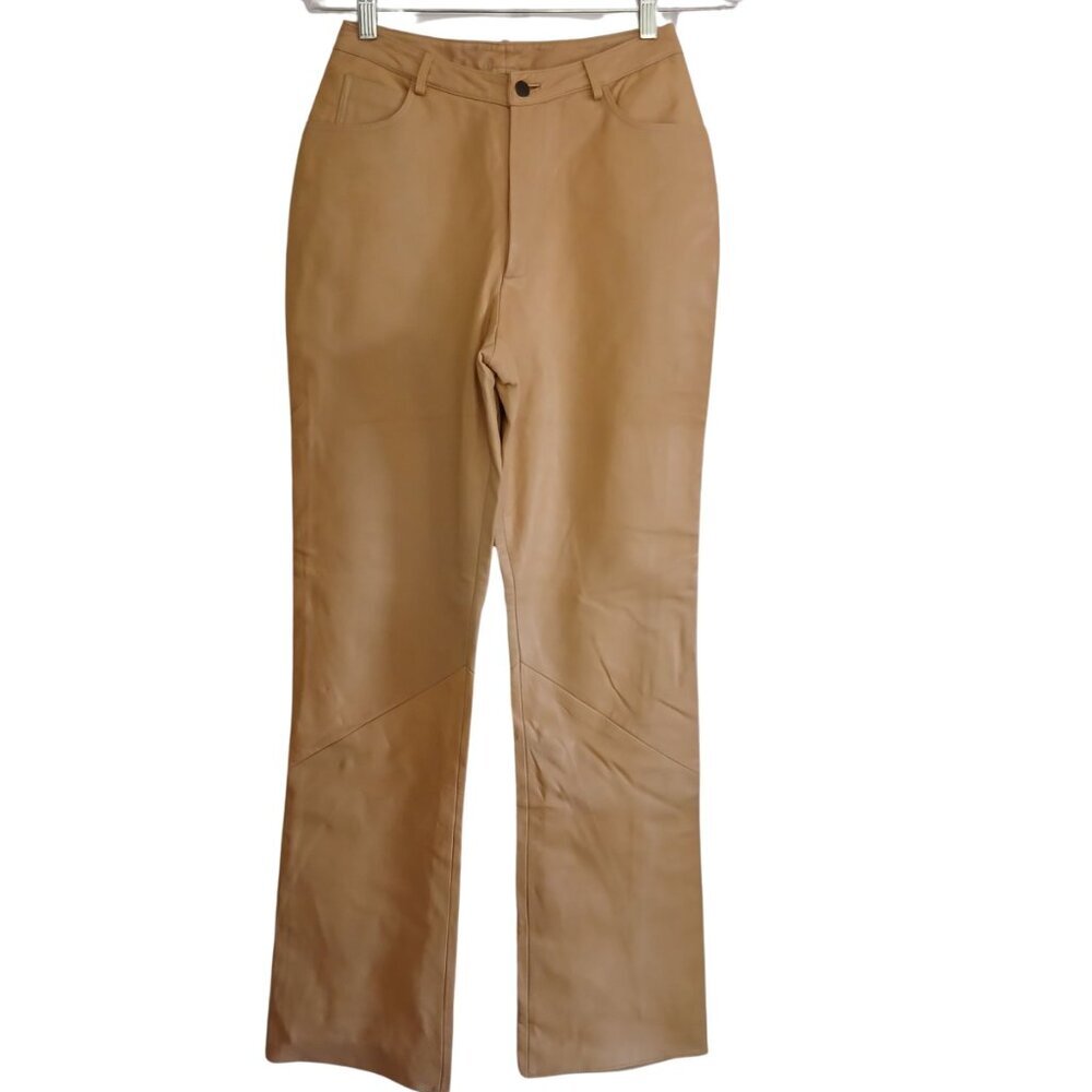 VTG VAKKO Sport Camel Real Leather High Waist Pants Trousers 6